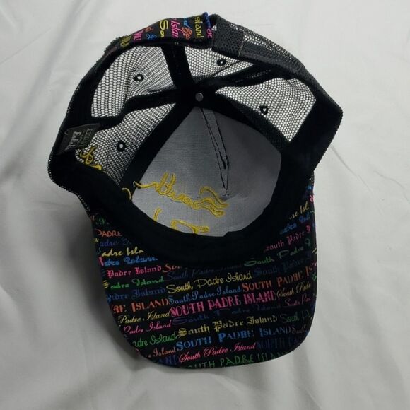 SOUTH PADRE ISLAND TX RAINBOW GRAPHIC black mesh snap back baseball HAT LUCKY - Picture 2 of 5